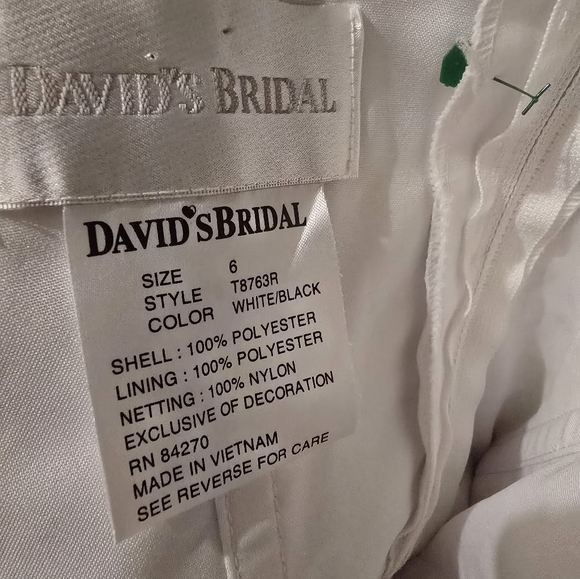 David's Bridal White and Black Embellished Wedding Gown - Picture 2 of 3
